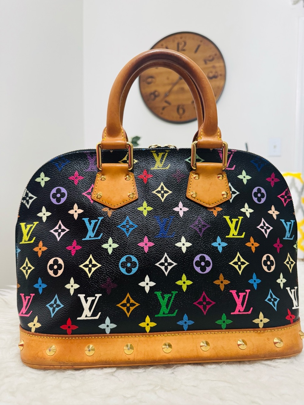 Louis Vuitton Black Murakami Monogram Alma Satchel